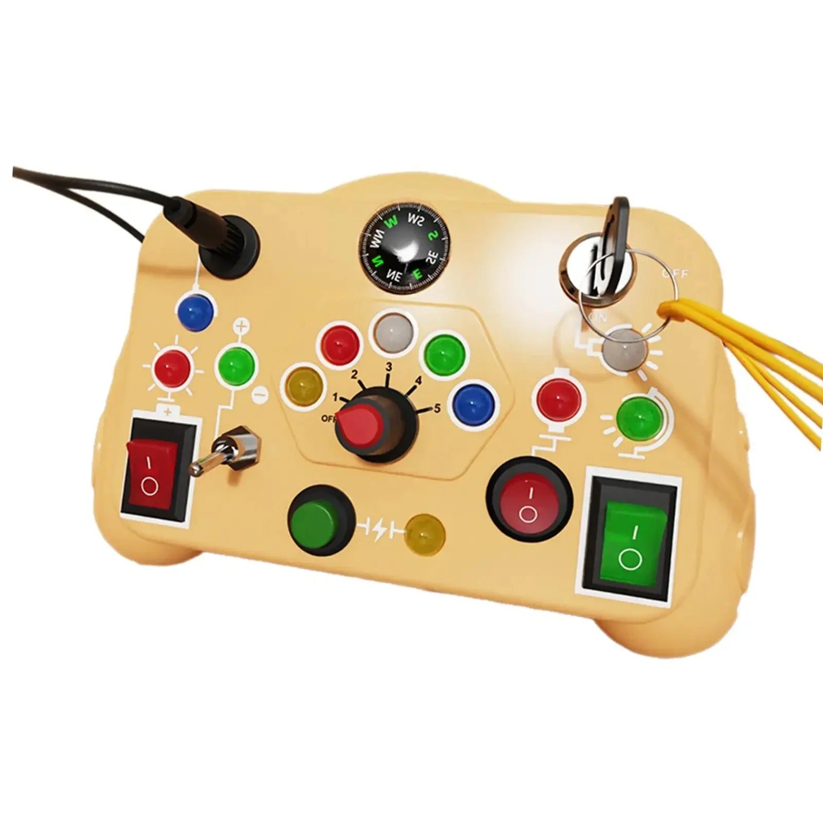 Children's Puzzle Busy Board with Buttons, Switches, LED Lights & Analog Circuit for Early Education Sensory Play Toys for Babies