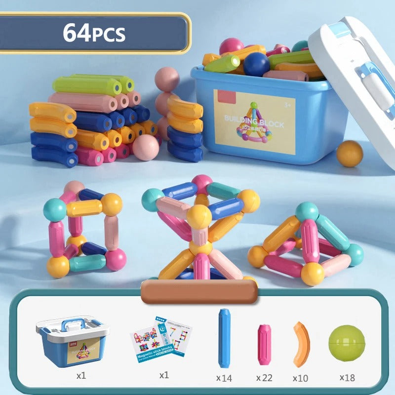 Magnetic Building Sticks Set - Creative Magnet Toys for Kids - STEM Educational Construction Toys for Imaginative Play