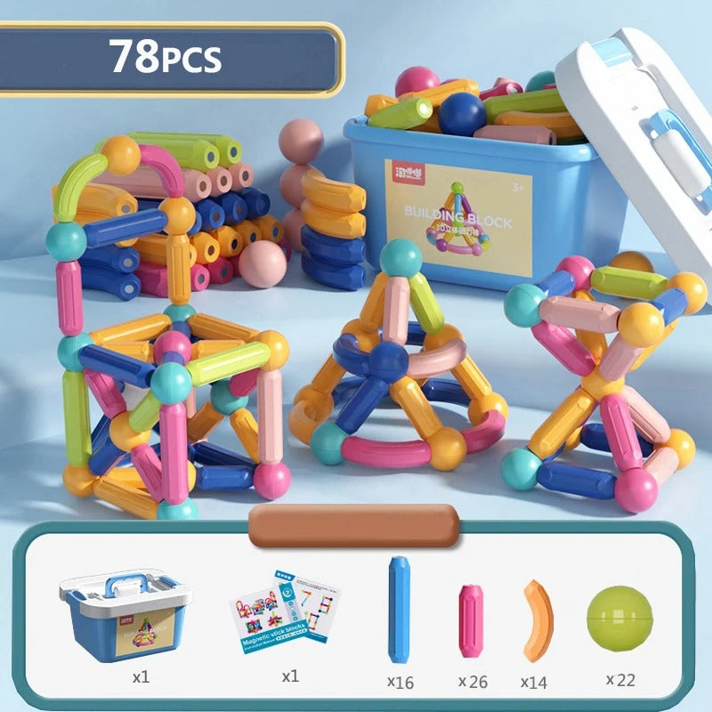 Magnetic Building Sticks Set - Creative Magnet Toys for Kids - STEM Educational Construction Toys for Imaginative Play