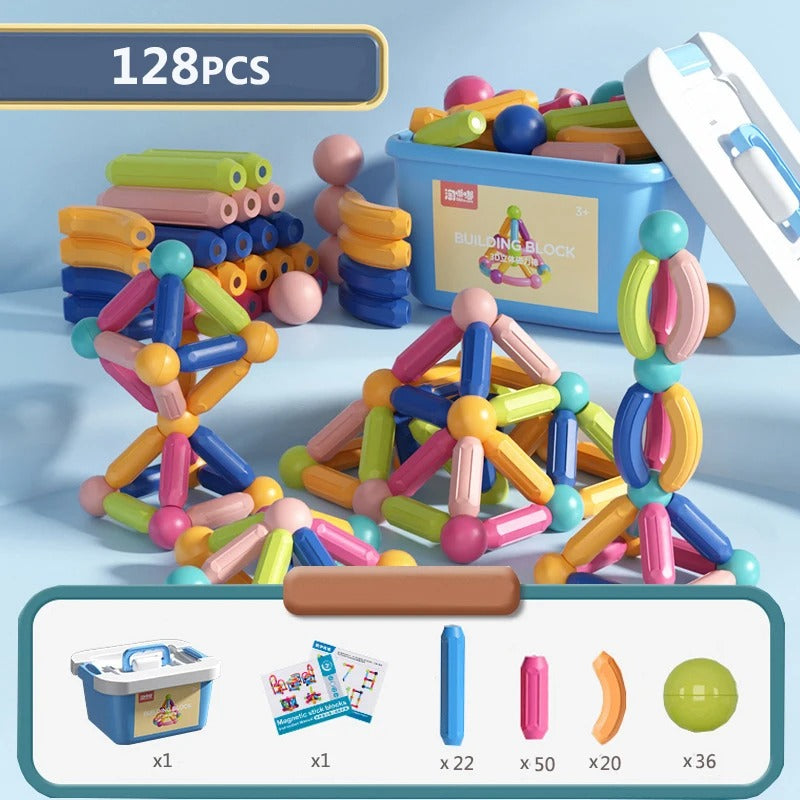 Magnetic Building Sticks Set - Creative Magnet Toys for Kids - STEM Educational Construction Toys for Imaginative Play