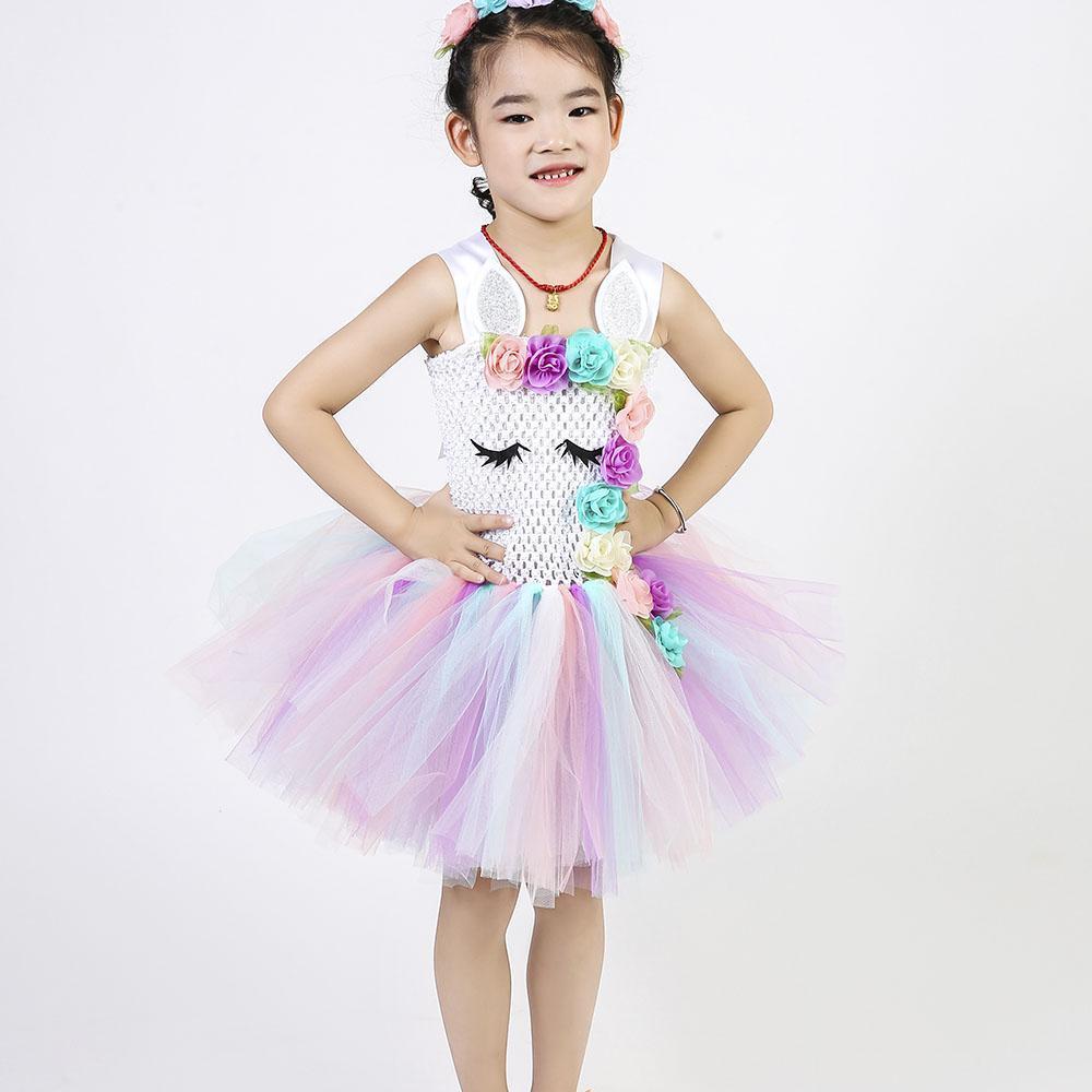 Unicorn Tutu Dress Pastel Rainbow Princess Dress for Girl