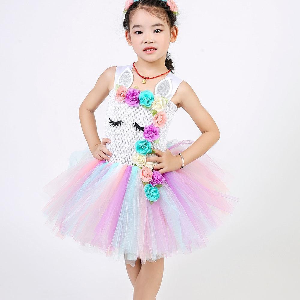 Unicorn Tutu Dress Pastel Rainbow Princess Dress for Girl