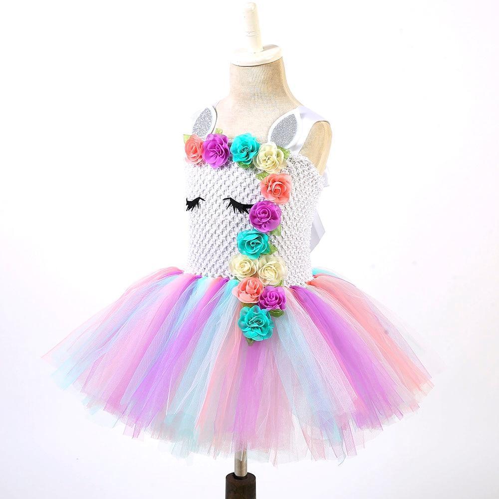 Unicorn Tutu Dress Pastel Rainbow Princess Dress for Girl