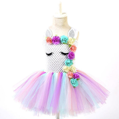 Unicorn Tutu Dress Pastel Rainbow Princess Dress for Girl