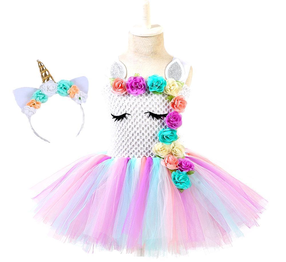 Unicorn Tutu Dress Pastel Rainbow Princess Dress for Girl