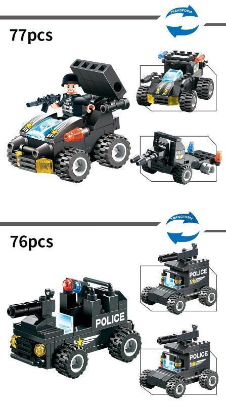 8 IN 1 City Police Truck Station Building Block Series SWAT Toy Gift For Kids - Balma Home