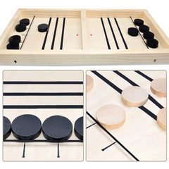 Wooden Table Desktop Ice Hockey Fast Sling Puck Game Battle Board Toy For Children