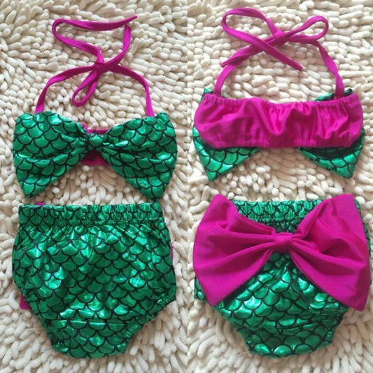 Big Bow Elastic Mermaid Kids Bathing Suits - Balma Home