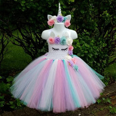 Unicorn Tutu Dress Pastel Rainbow Princess Dress for Girl