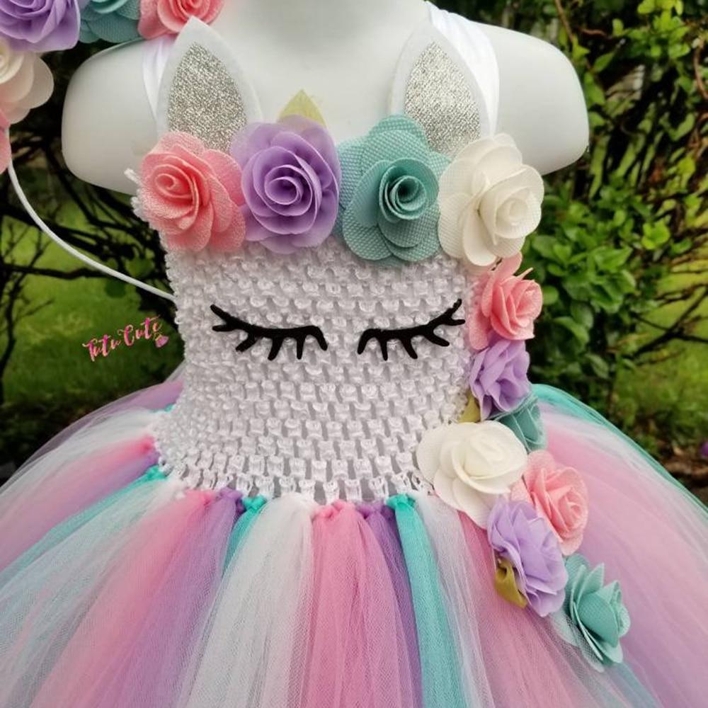 Unicorn Tutu Dress Pastel Rainbow Princess Dress for Girl