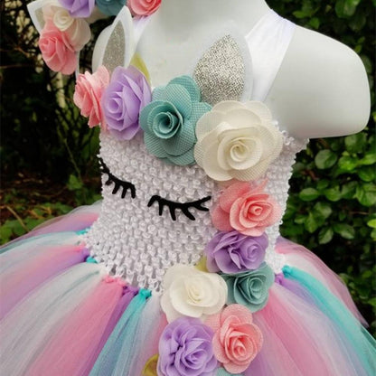 Unicorn Tutu Dress Pastel Rainbow Princess Dress for Girl