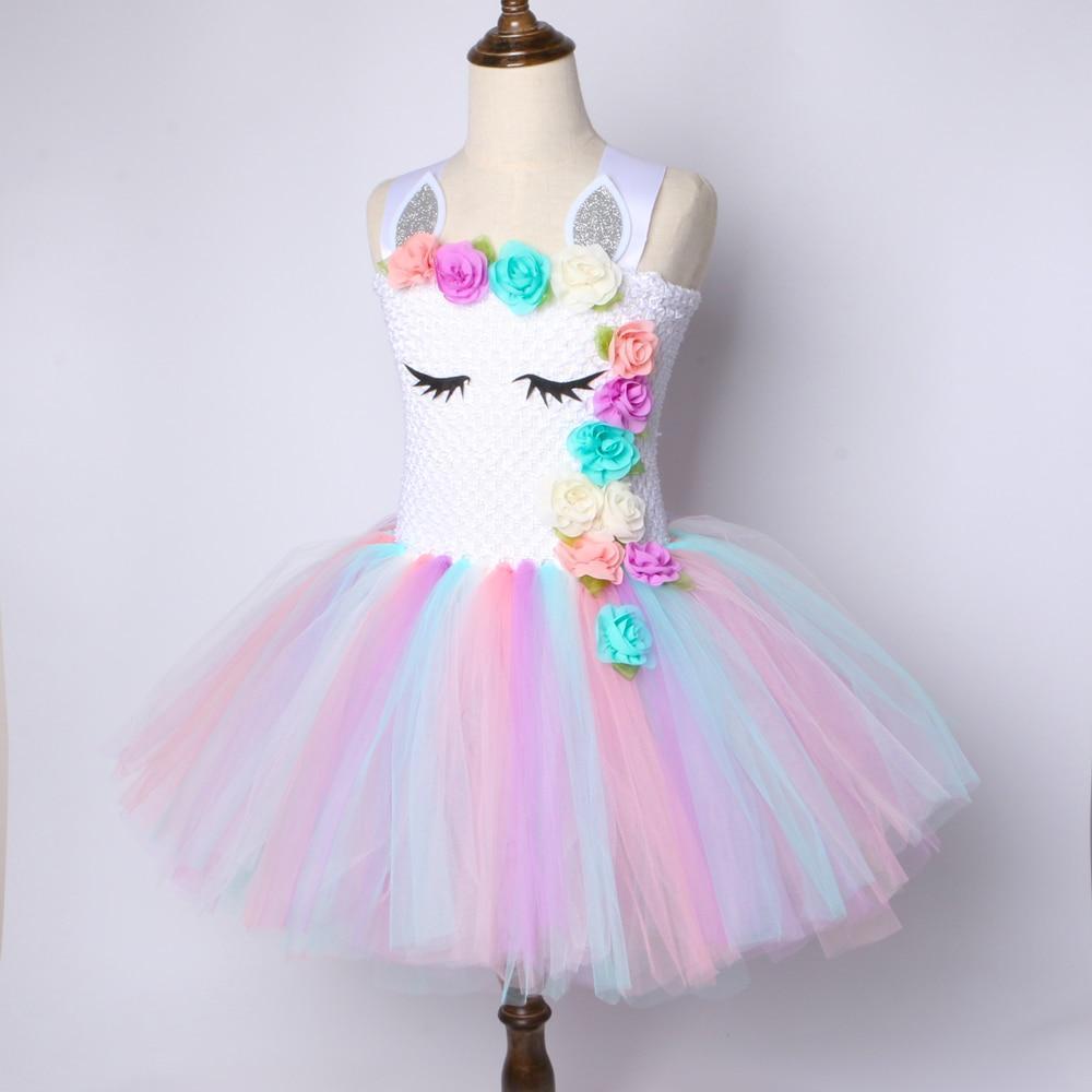 Unicorn Tutu Dress Pastel Rainbow Princess Dress for Girl