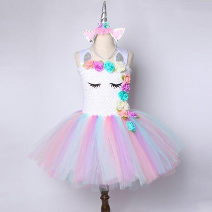 Unicorn Tutu Dress Pastel Rainbow Princess Dress for Girl