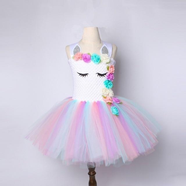 Unicorn Tutu Dress Pastel Rainbow Princess Dress for Girl