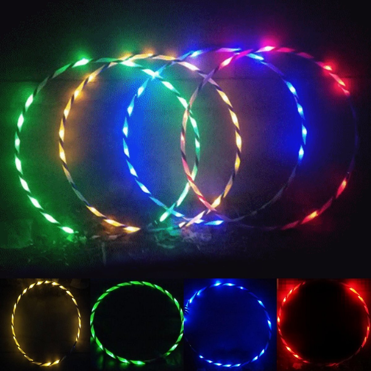 35''to 24" 24 to 10-LED Lights Glow in Dark Hula Hoop - Balma Home