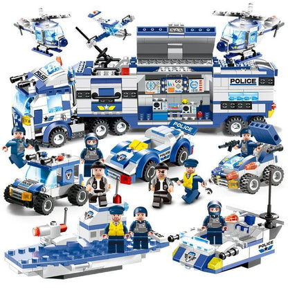 8 IN 1 City Police Truck Station Building Block Series SWAT Toy Gift For Kids - Balma Home